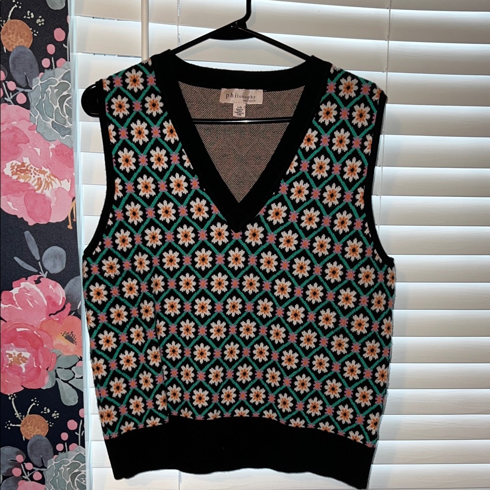 Philosophy Black and Pink Knit Top